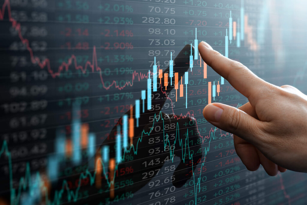 chart showing numbers and stock market growth